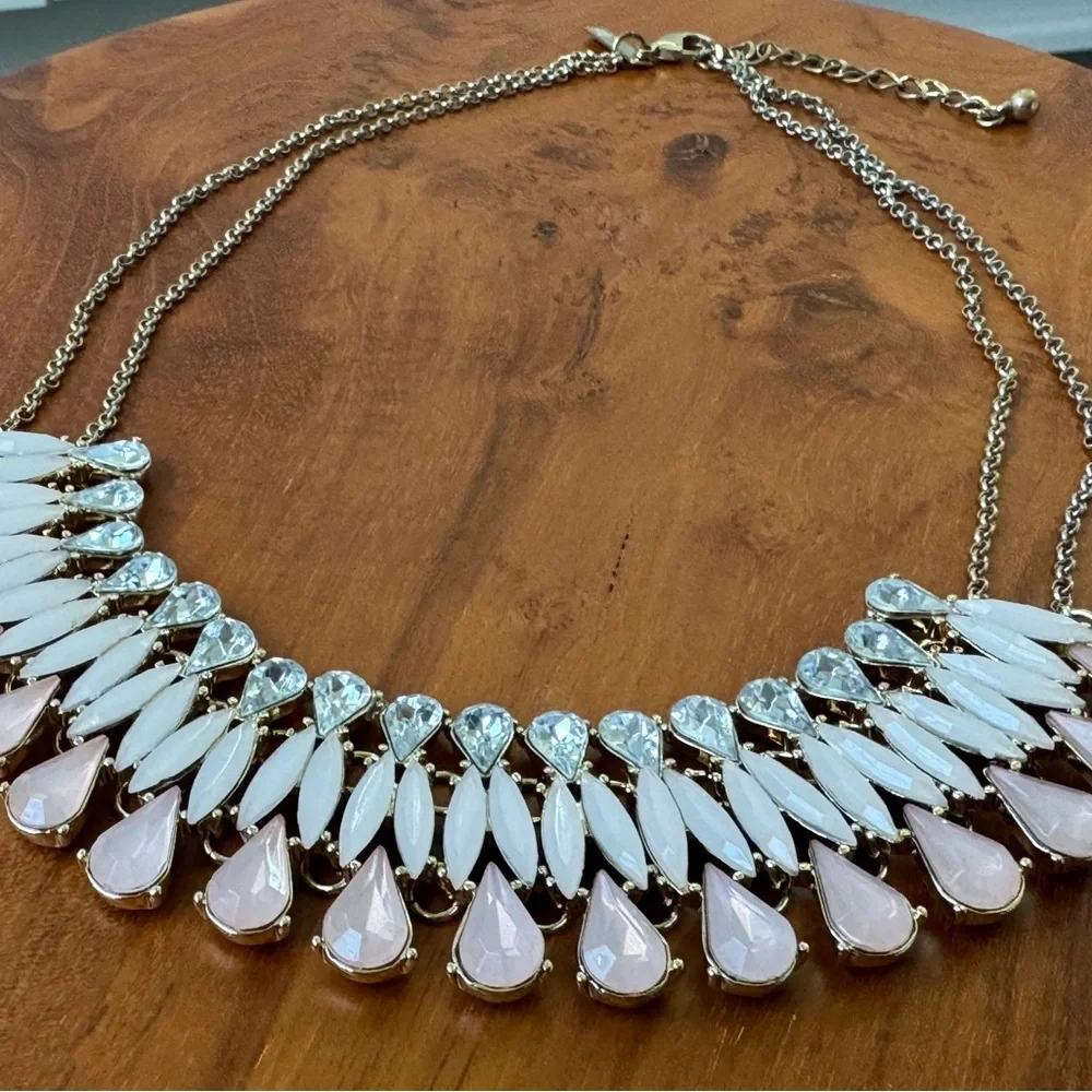 Pink and Gold Bib Statement Necklace - Picture 7 of 11